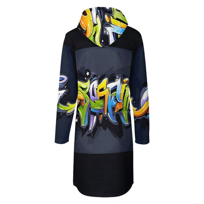 COLORFUL GRAFFITI Long Sleeve Hoodie Dress-SMALL-5XL
