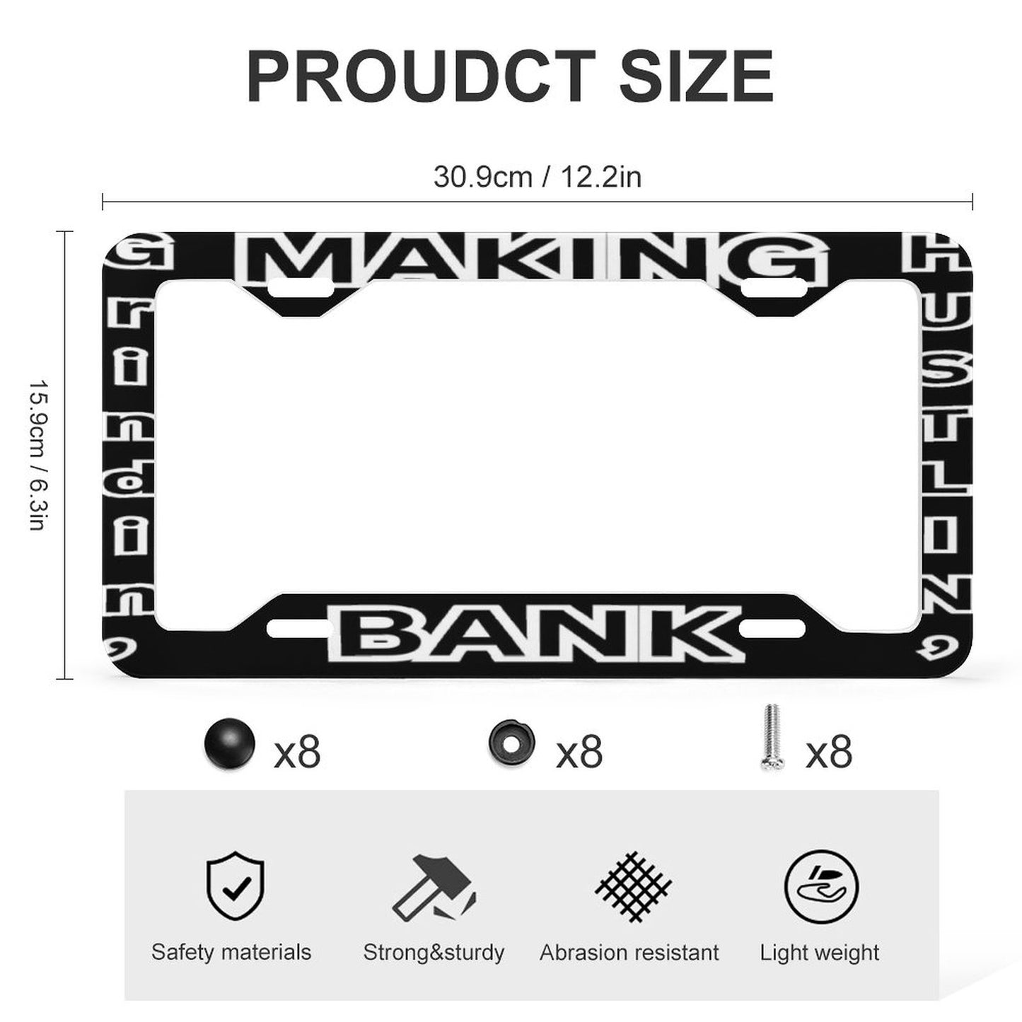License Plate Frame with 4 Flat Holes(1 Pair)