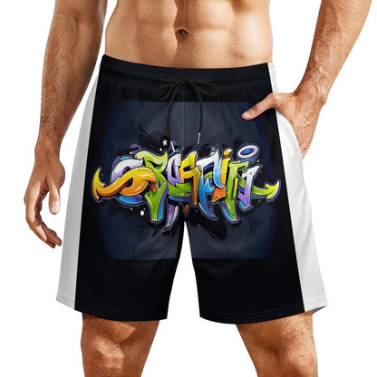 COLORFUL GRAFFITI Men's Beach/GYM Shorts with 4 Pockets-SMALL-3XL