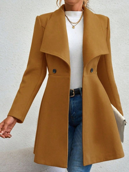 Collared Neck Button Up Long Sleeve Coat (red/black/tan/tan/mustard)-SMALL-XL