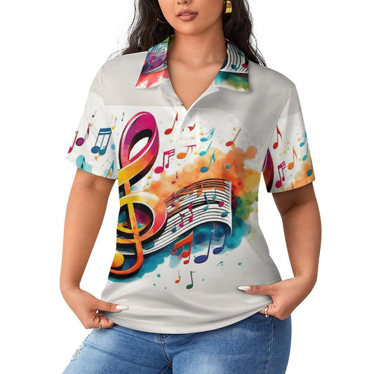 MUSIC GRAFFITI Women’s Straight POLO Shirt-SMALL-5XL