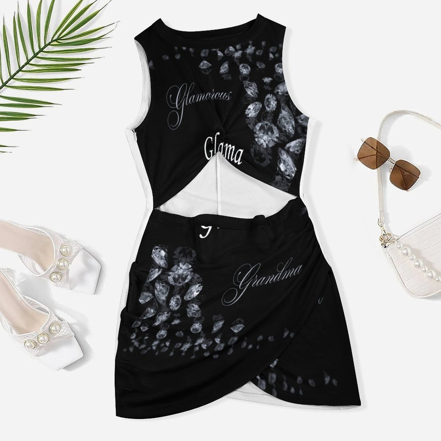 Cutout Bodycon Slim Fit Dress BEQ (All-Over Printing)