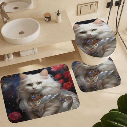 Shower Curtain Set with 3 Rugs