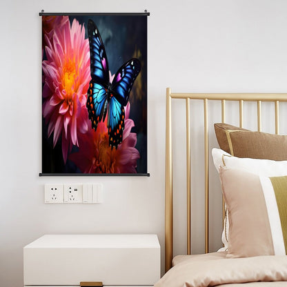 BLUE BUTTERFLY Canvas Hanging Poster with Scrolls-16"x24"/ 40x60cm