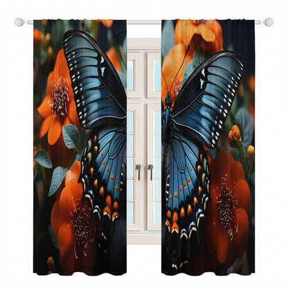 Sheer Curtain-BLUE BUTTERFLY