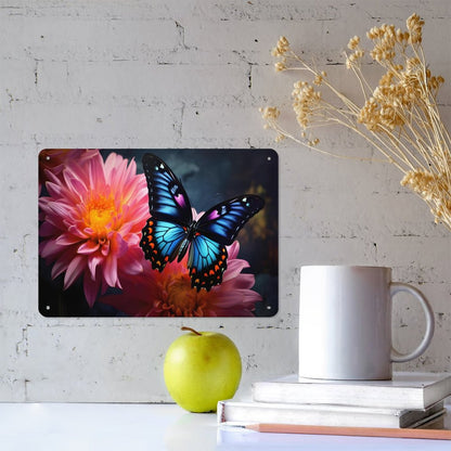 BLUE BUTTERFLY Horizontal Personalized Metal Wall Art Tin Sign-5.5"x7.9"/14x20cm
