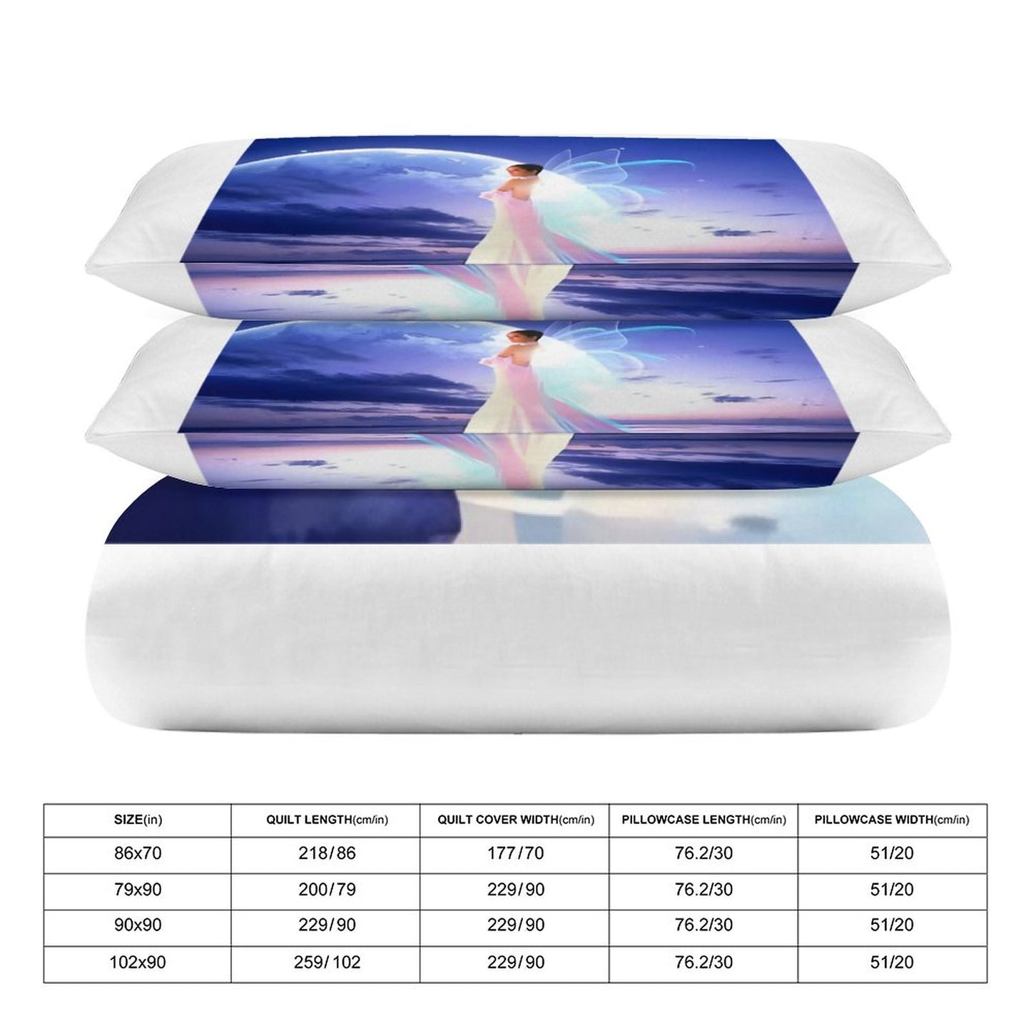 3-Piece Bedding Set-86"×70"/ 218×177cm (Dual-sidede Printing)