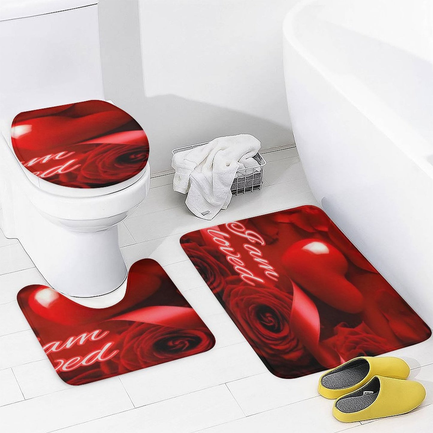 Shower Curtain Set with 3 Rugs
