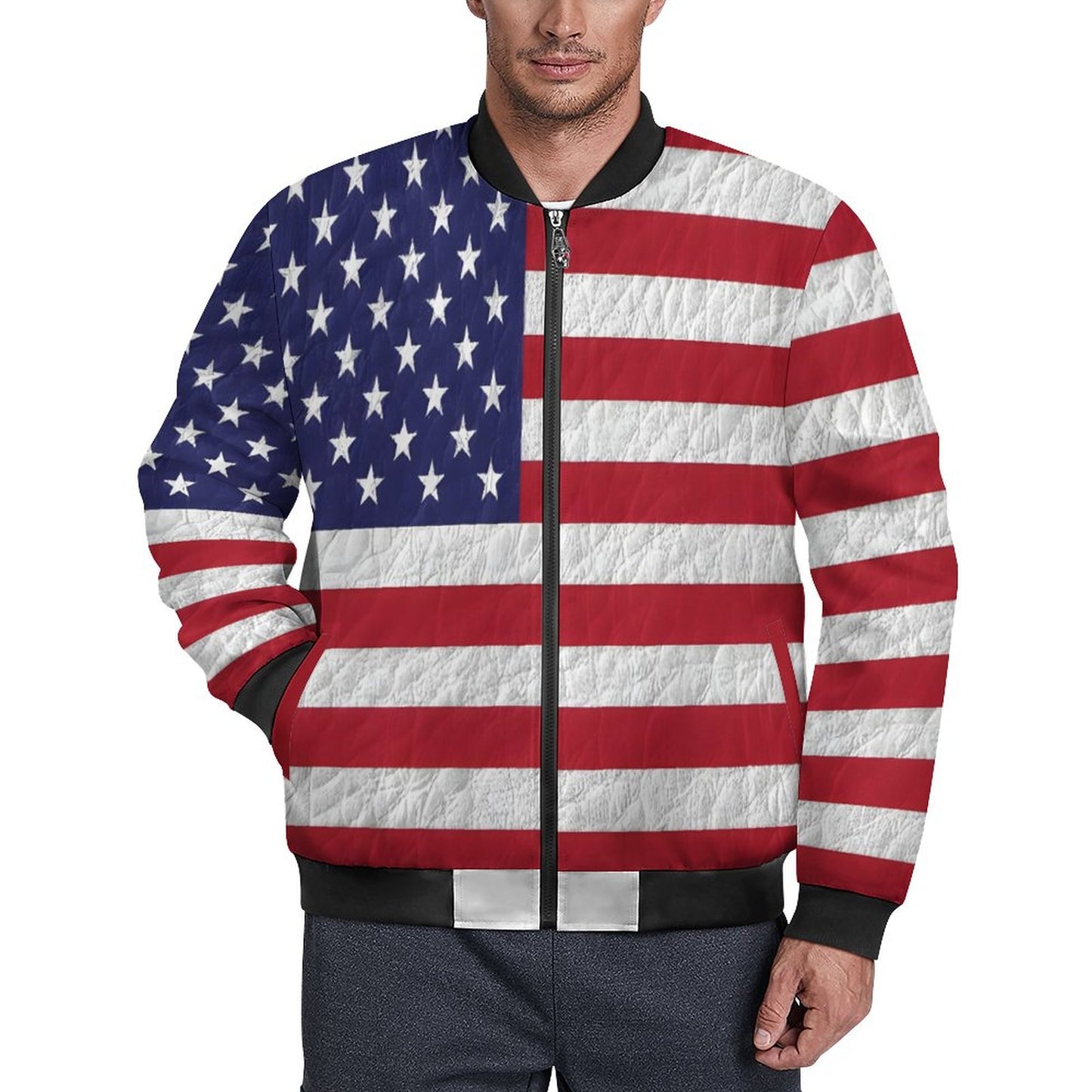 AMERICA Zipper Bomber Jacket-SMALL-5XL