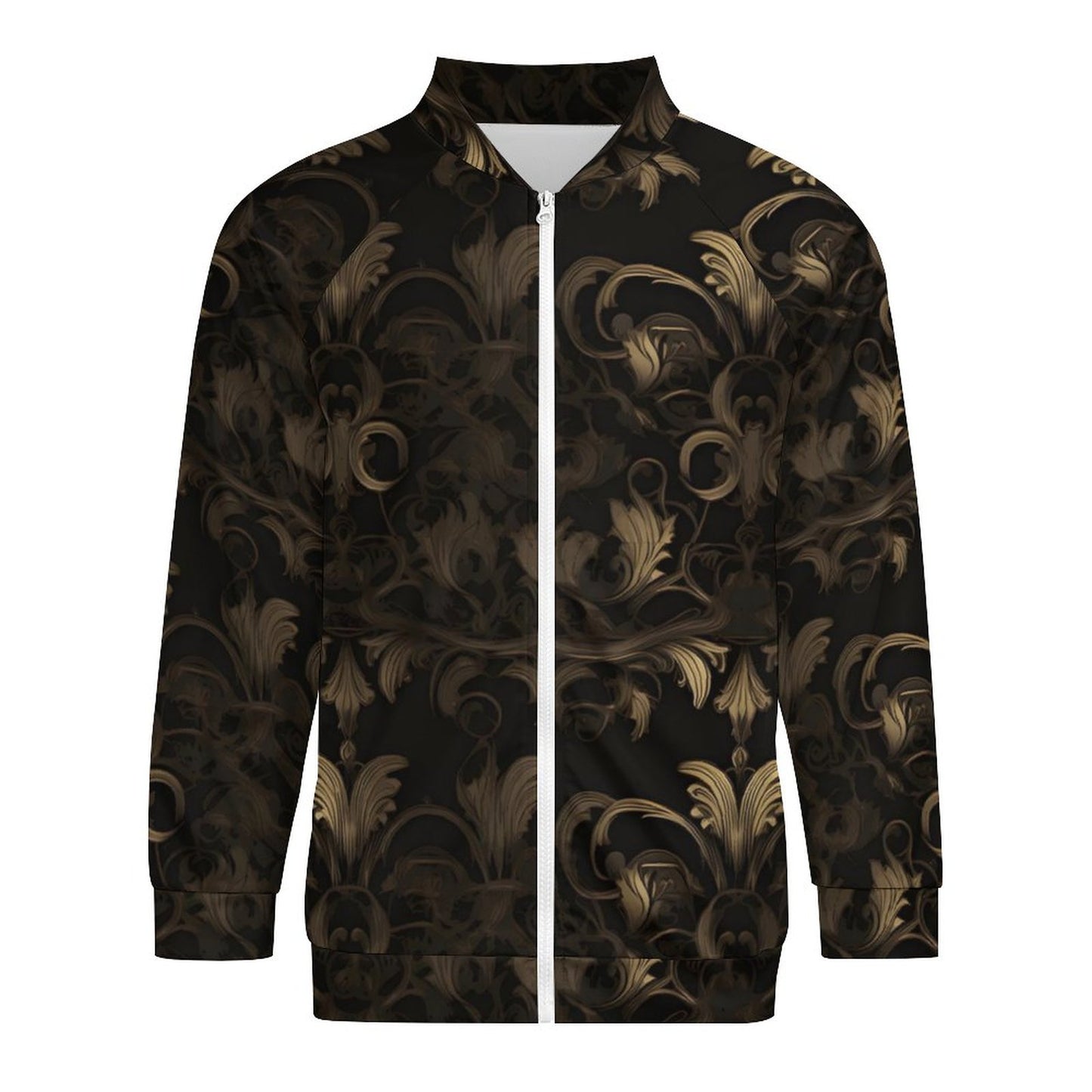 BLACK & GOLD ACCENT Raglan Zipper Jacket-SMALL-5XL