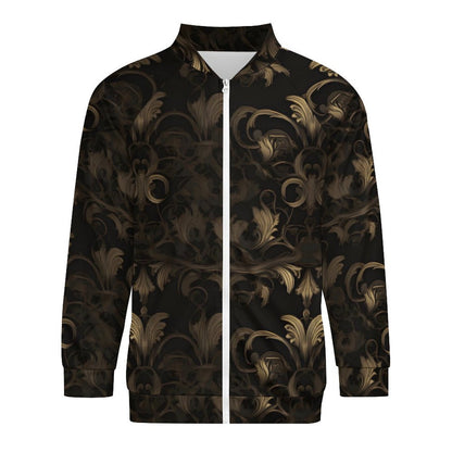 BLACK & GOLD ACCENT Raglan Zipper Jacket-SMALL-5XL