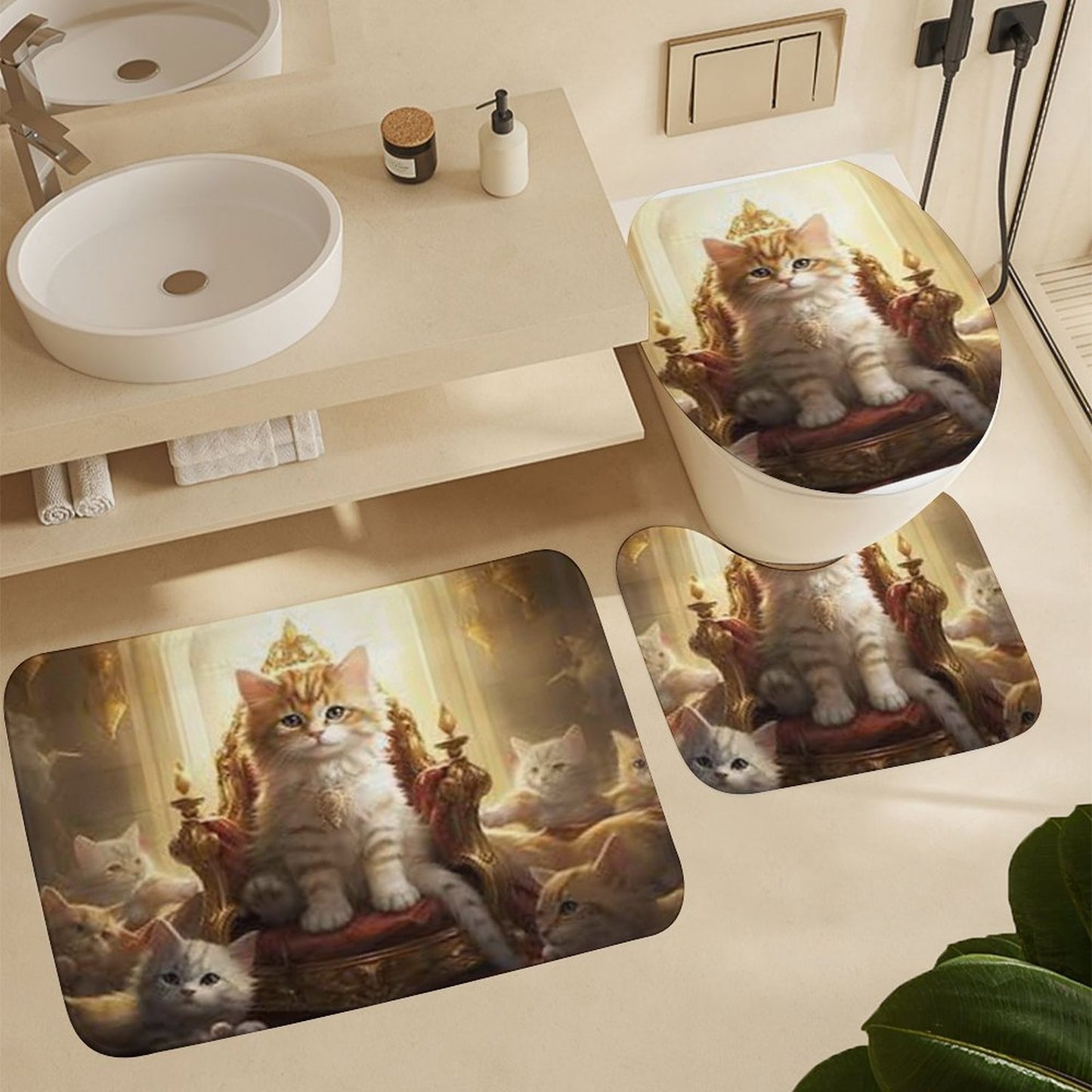 Coral Velvet Restroom Rug Set of 3-15.7"x23.6"/ 40x60cm