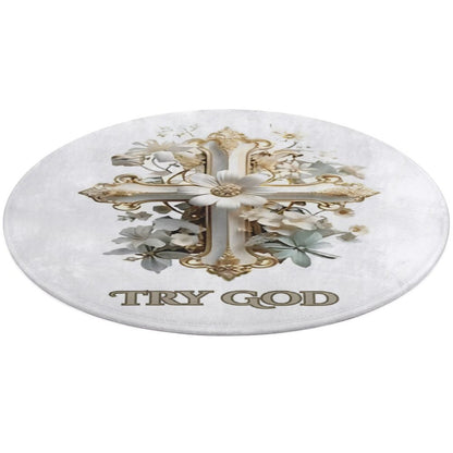 OVERSIZED Round Coral VELVET Warm Floor Mat-TRY GOD