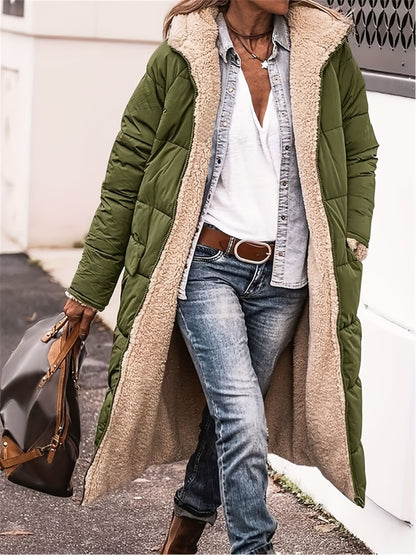 Full Size Zip Up Hooded SHERPA REVERSIBLE Coat (burgundy/black/brown/blue/grey/green)-SMALL-5XL
