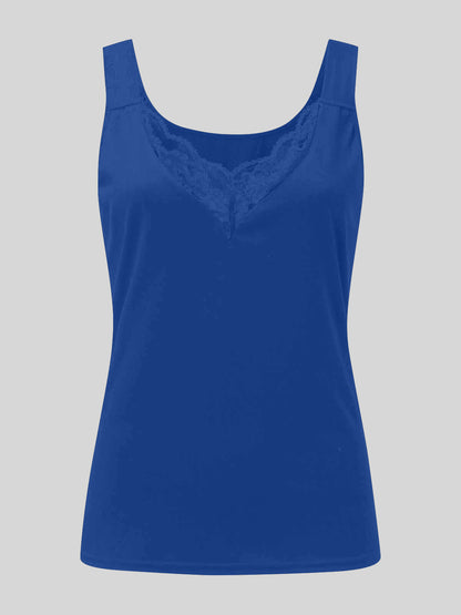 Full Size Lace Detail Sweetheart Neck Tank (white/royal blue/black/burgundy/dark gray)-S-3XL