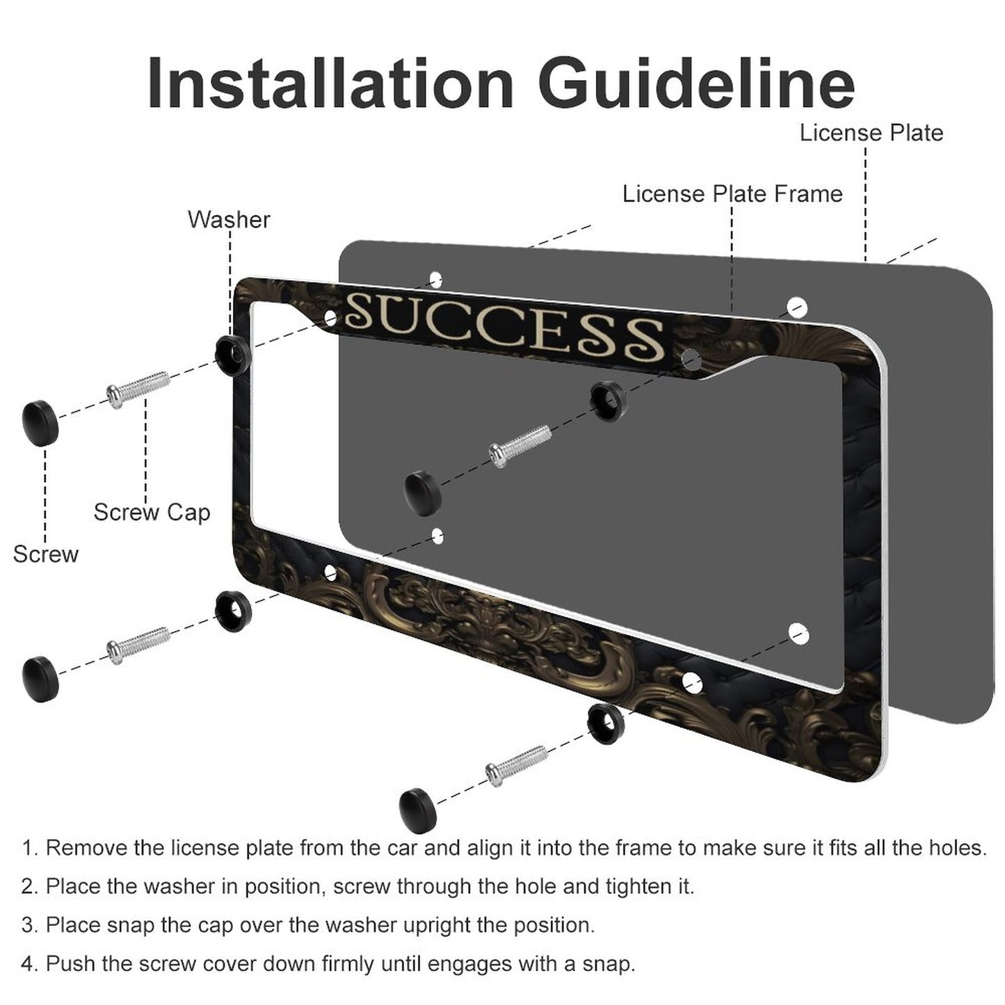 License Plate Frames with 4 Round Holes (1 Pair)