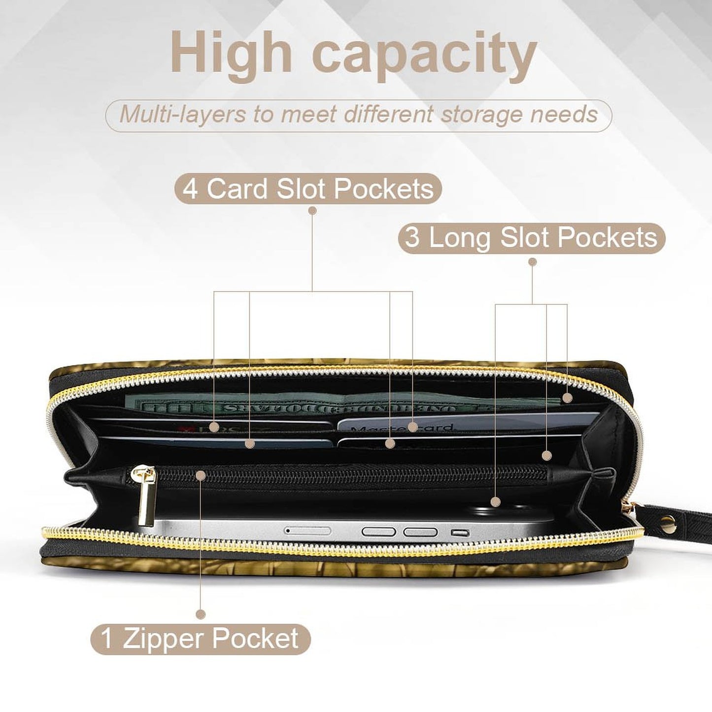 STREET CULTURE Alligator Leather Wallet with Wristlet Strap