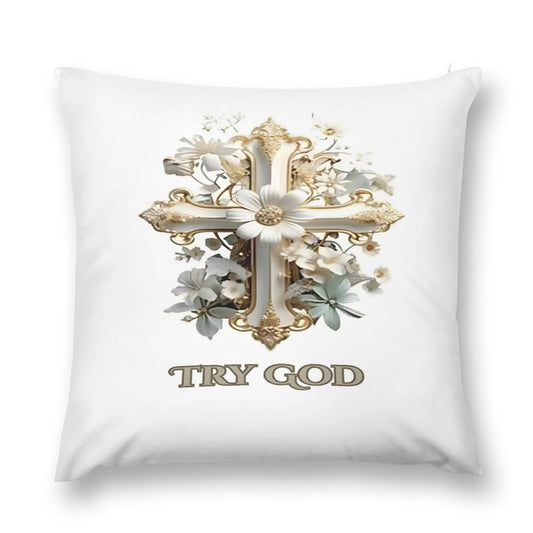 Short Plush Pillow Cover(Dual-sided Printing)-TRY GOD