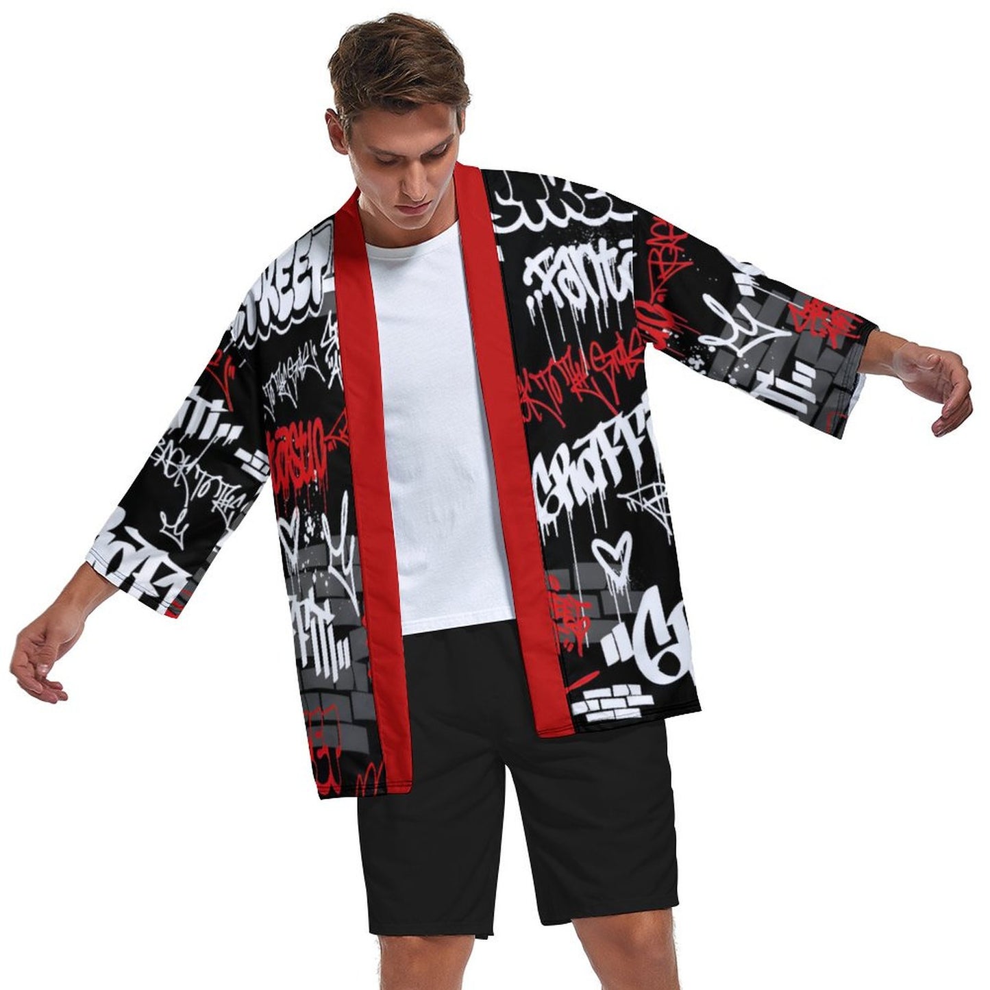 Drop Shoulder Male Kimono Cardigan ZS904 (All-Over Printing)