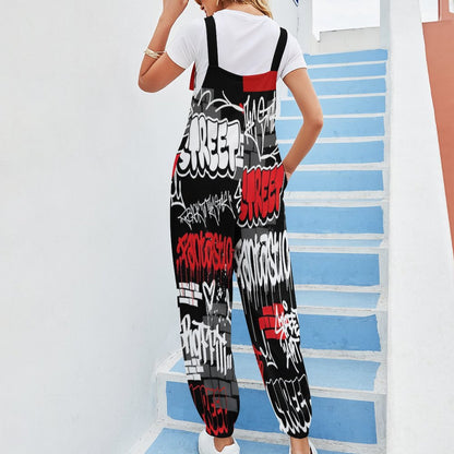 B/R/W GRAFFITI Spaghetti Strap Jumpsuit