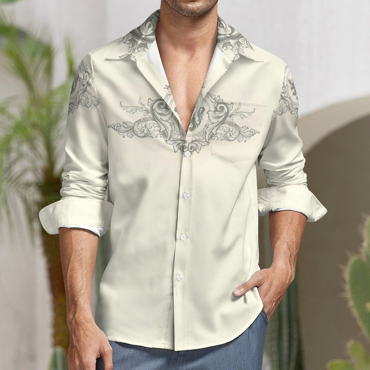 Men's Long Sleeve Shirt with Pocket LS (All-Over Printing)