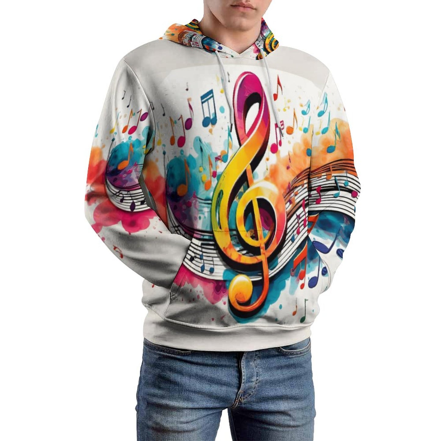 MUSIC GRAFFITI Men's Hoodie with Double-layer Cap-SMALL-6XL
