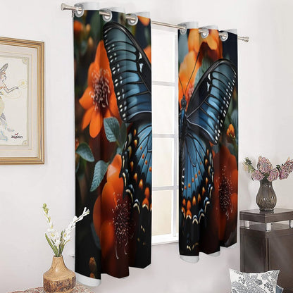 Grommet Curtain-52"x72"/ 132x183cm-BLUE BUTTERFLY