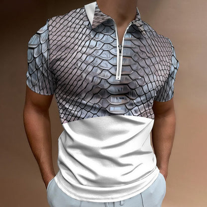 Men's Short Sleeve POLO Shirt with Zipper B470 (All-Over Printing)