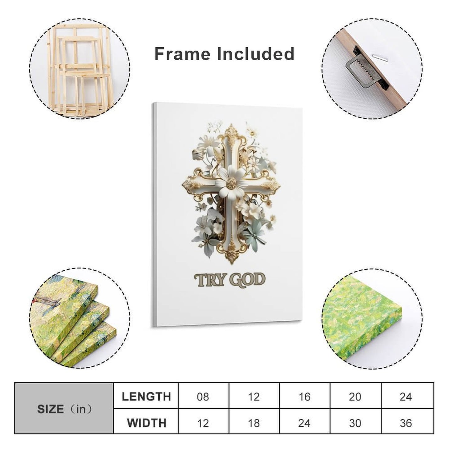 Framed Wooden Poster Hanging (Vertical 2:3)-8x12 inch-TRY GOD