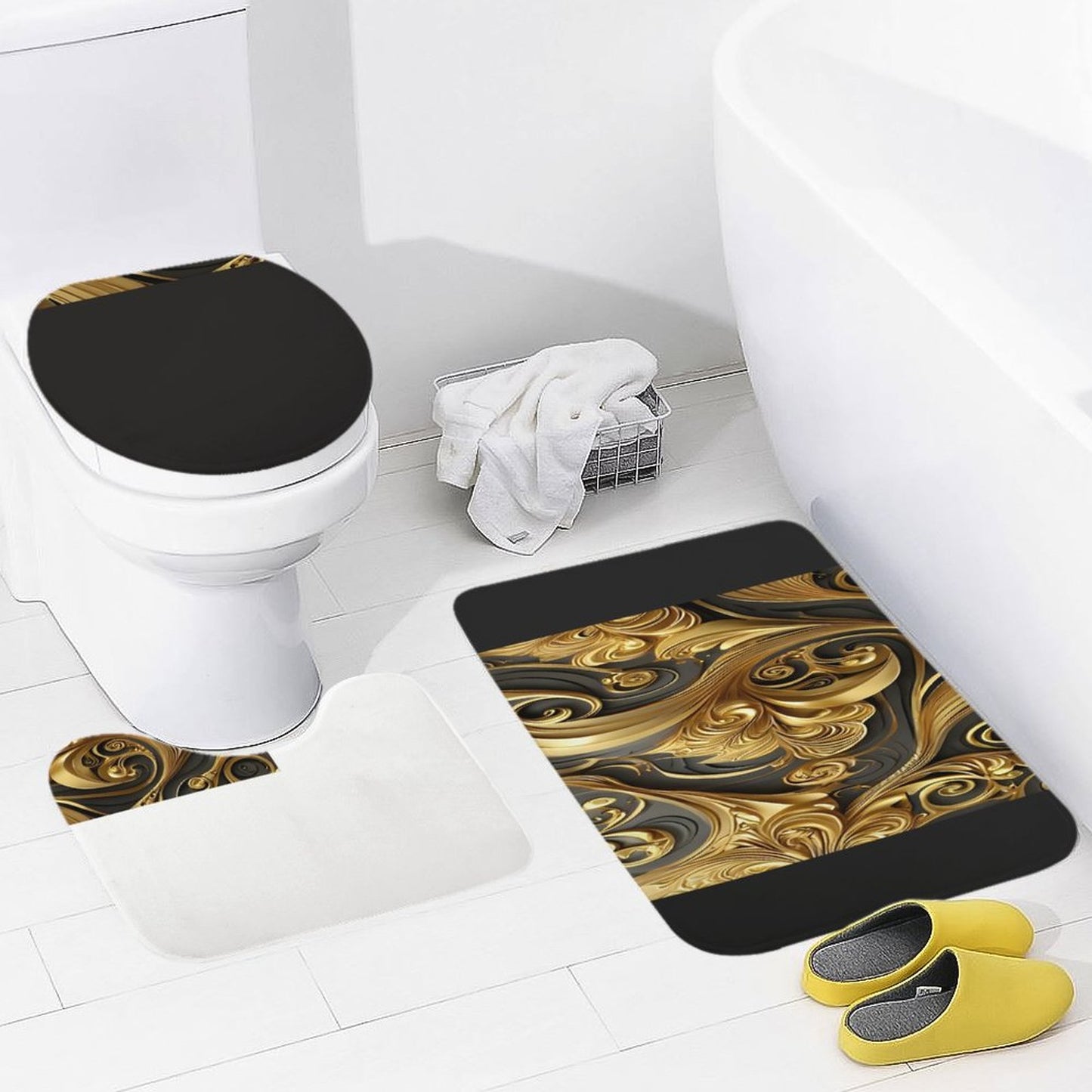 Coral Velvet Restroom Rug Set of 3-15.7"x23.6"/ 40x60cm