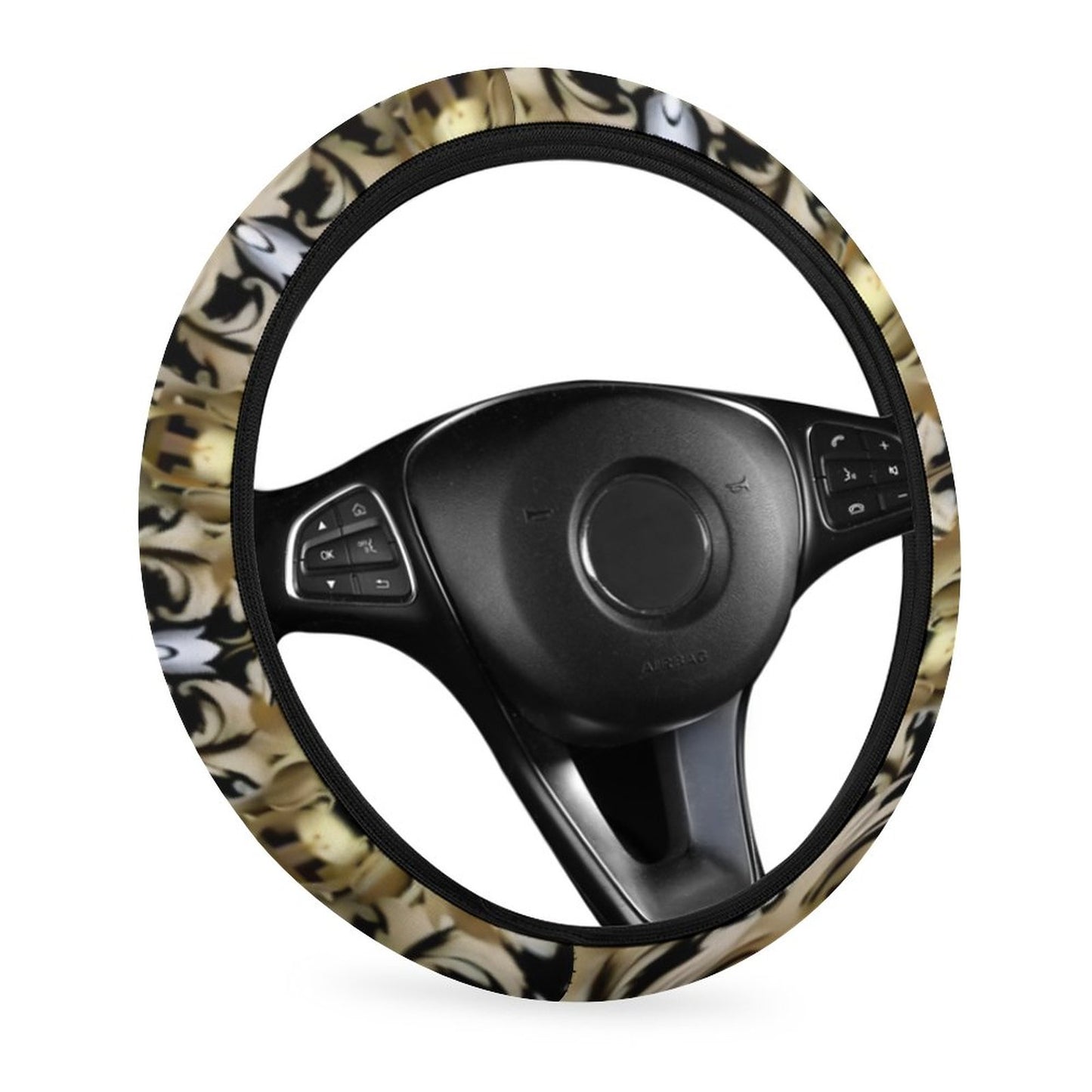 Car Steering Wheel Cover-black & gold