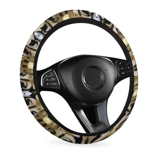 Car Steering Wheel Cover-black & gold