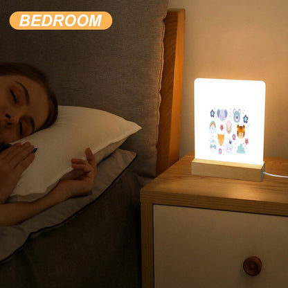 Acrylic Night Light with Wooden Base