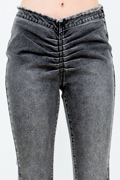 American Bazi V-Cut Ruched Flare Pants-S/M/L