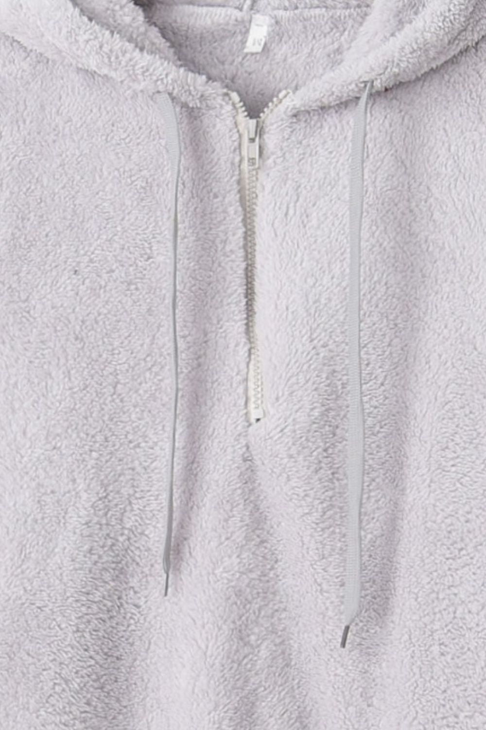 Full Size Quarter-Zip Drawstring Teddy Hoodie (many colors)-SMALL-3XL