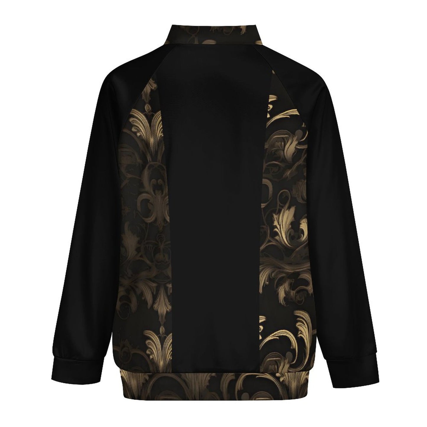 BLACK & GOLD ACCENT Raglan Zipper Jacket-SMALL-5XL