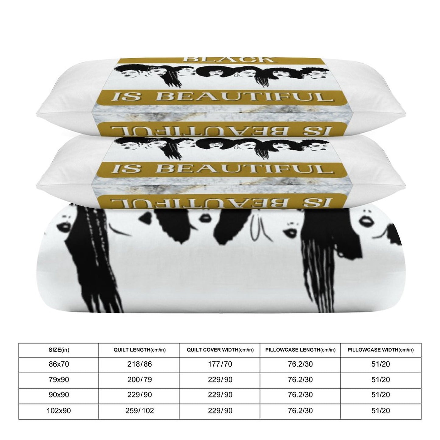 3-Piece Bedding Set-90"x90"/ 229x229cm (Dual-sided Printing)