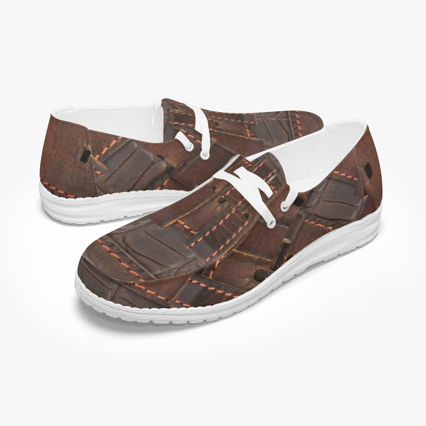 RUGGED LEATHER BUCKLE Print Lace-up Loafers