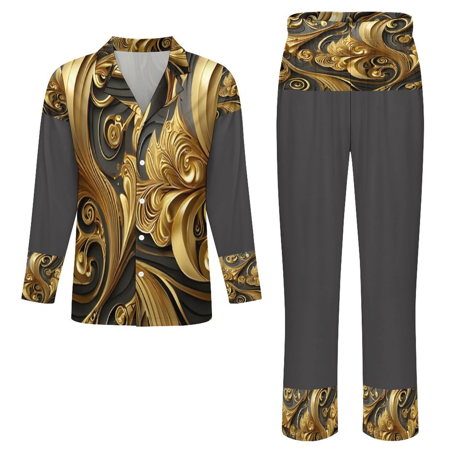 180gsm Men's Long-Sleeve Pajama Set(All-Over Printing)