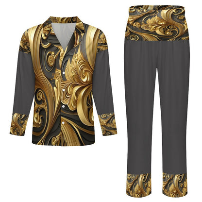 180gsm Men's Long-Sleeve Pajama Set(All-Over Printing)