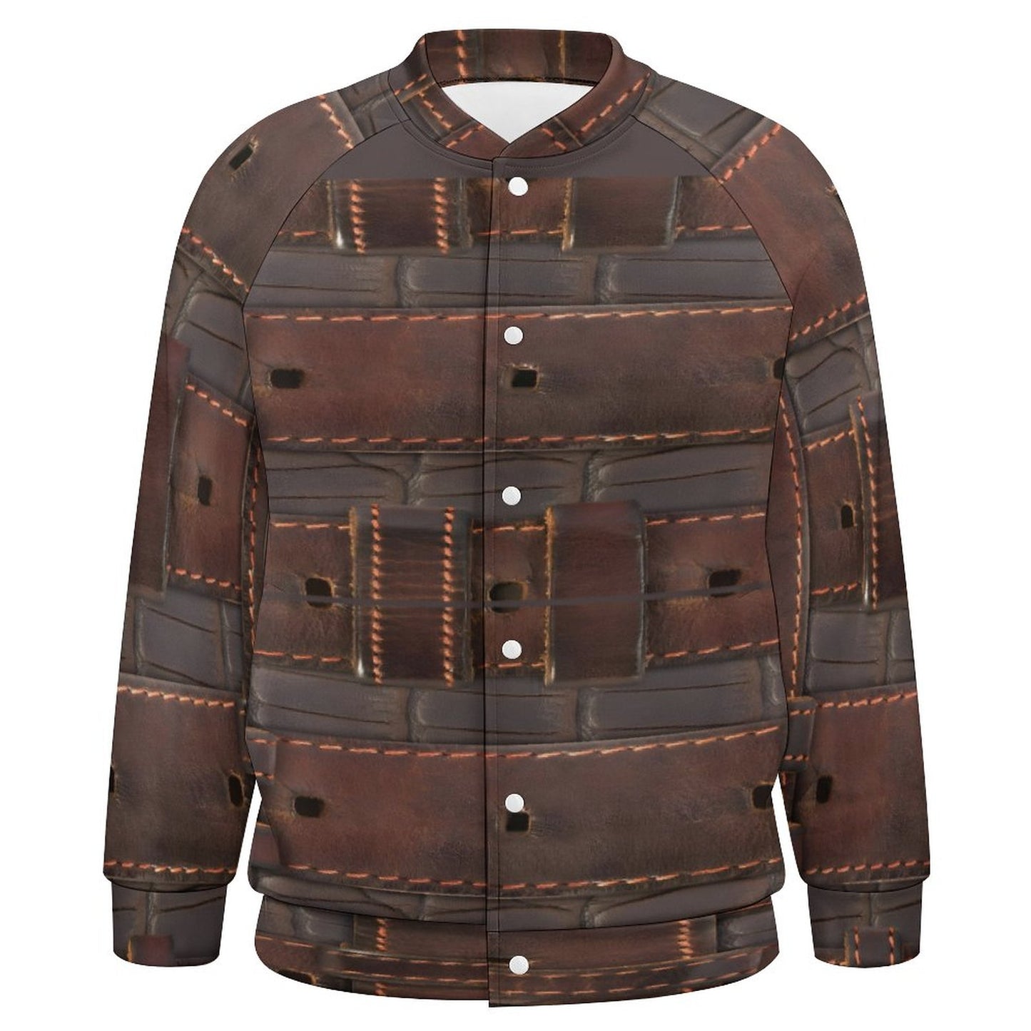 RUGGED LEATHER BUCKLE Print Men's Baseball Jacket-*2XS-6XL