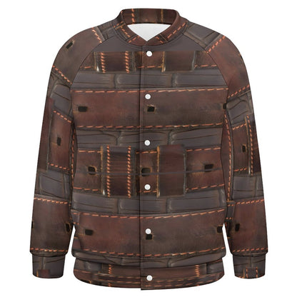 RUGGED LEATHER BUCKLE Print Men's Baseball Jacket-*2XS-6XL