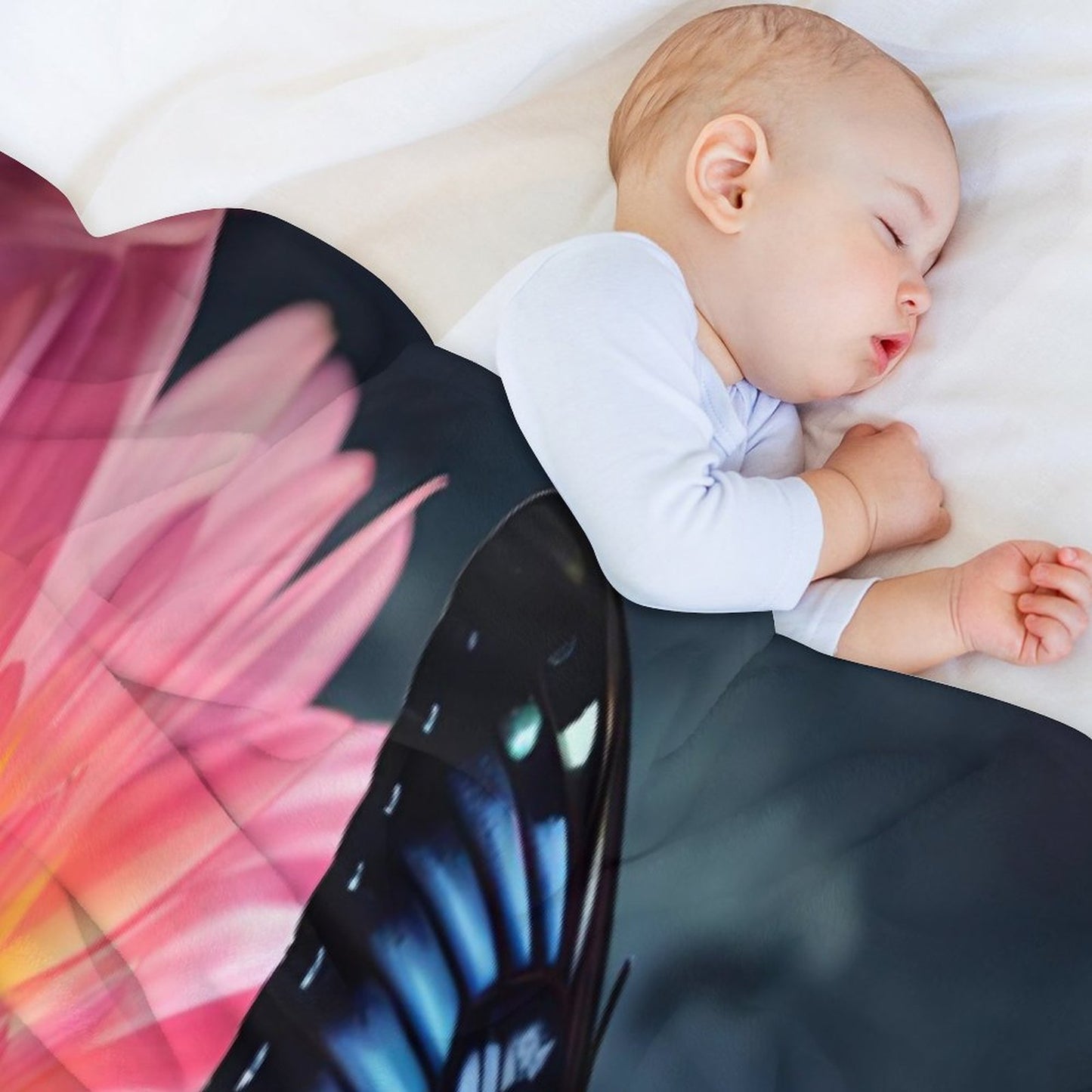 BLUE BUTTERFLY Flannel Throw Blanket-60"x80"