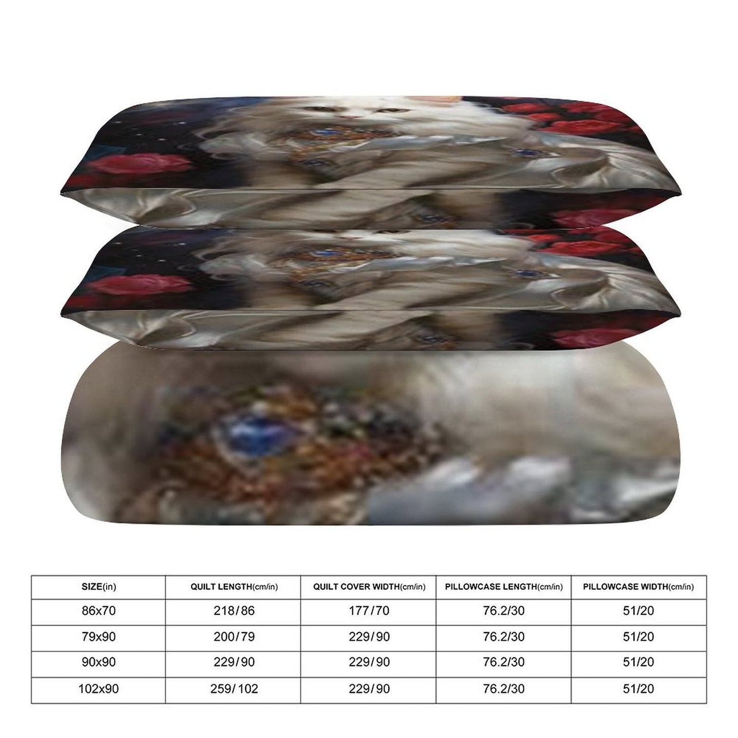 3-Piece Bedding Set-90"x90"/ 229x229cm (Dual-sided Printing)