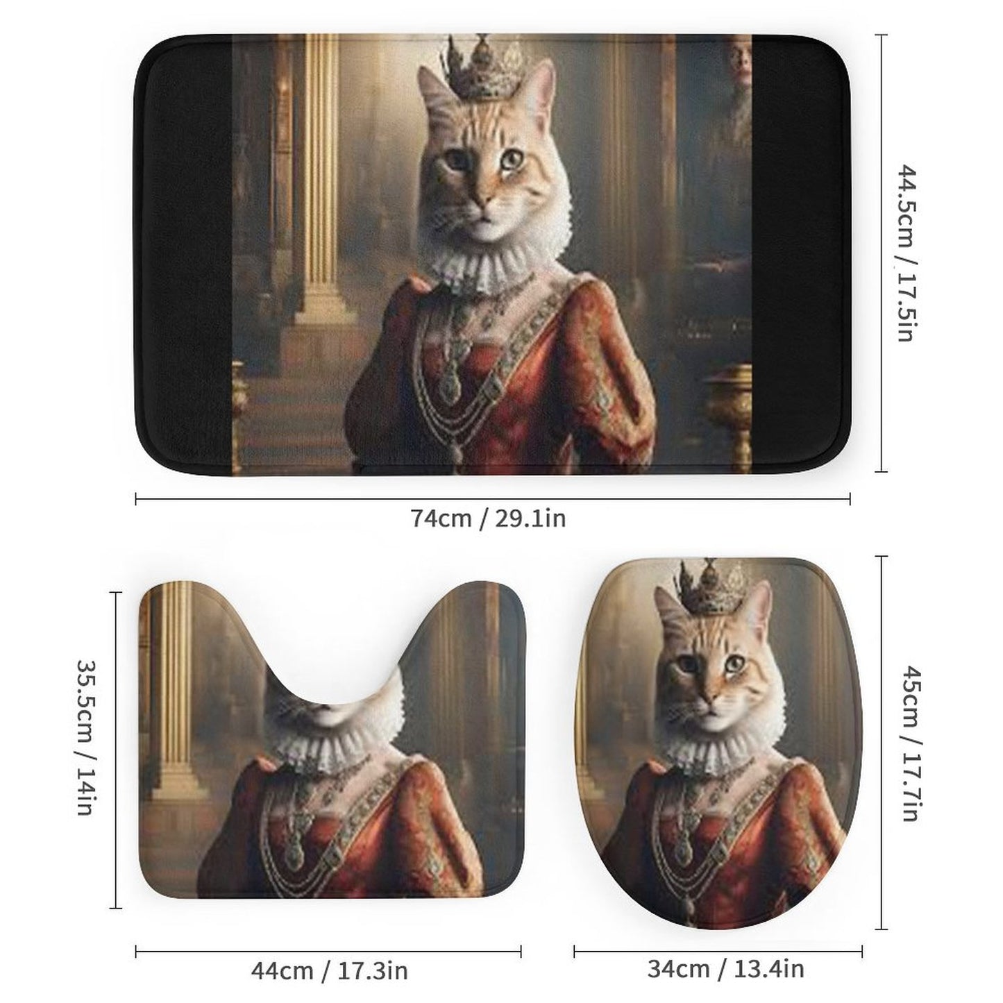 Shower Curtain Set with 3 Rugs