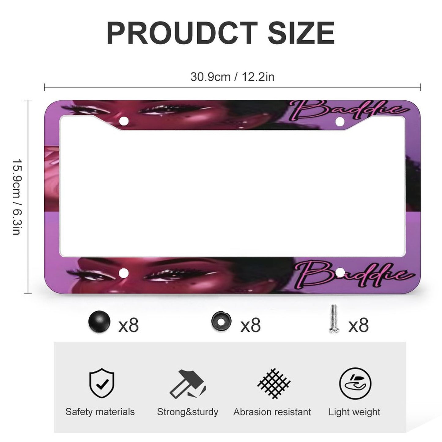 License Plate Frames with 4 Round Holes (1 Pair)