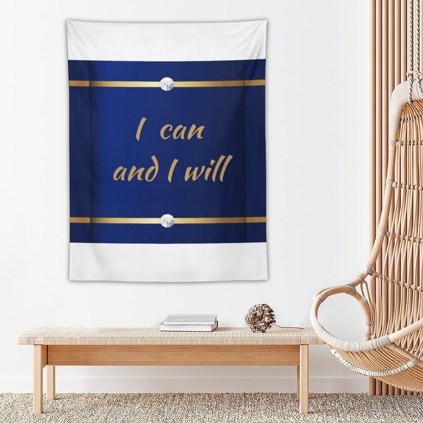 Wall Art with Vertical Tapestry