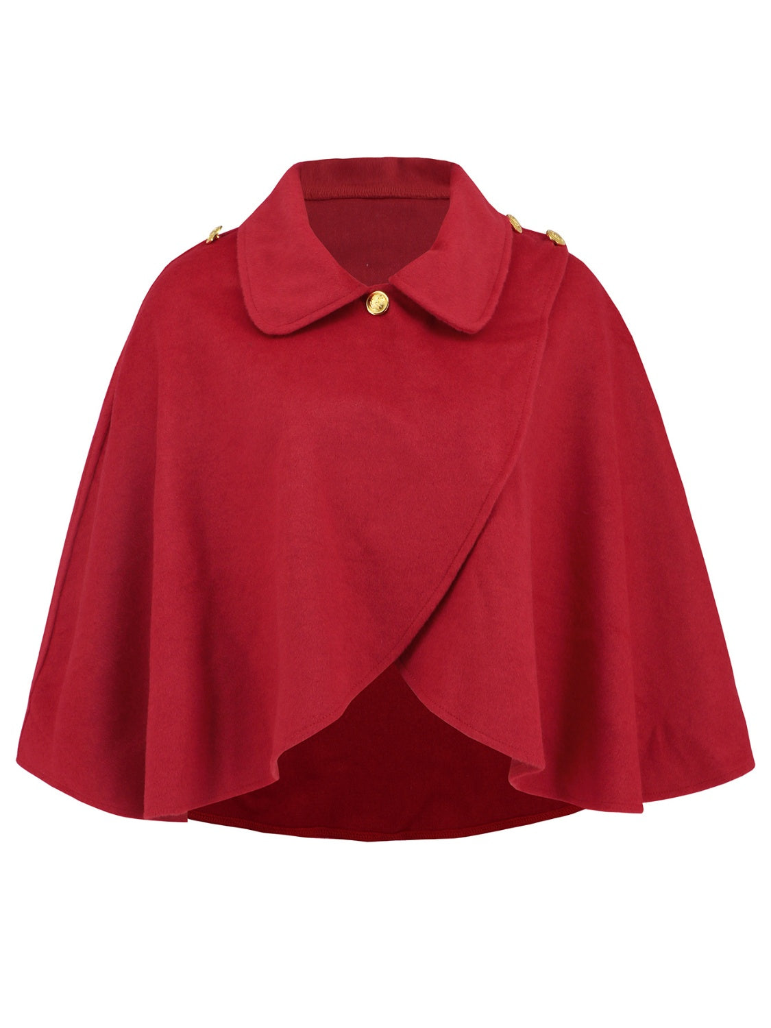 Collared Neck Cropped Cape (deep red/black/camel)-ONE SIZE