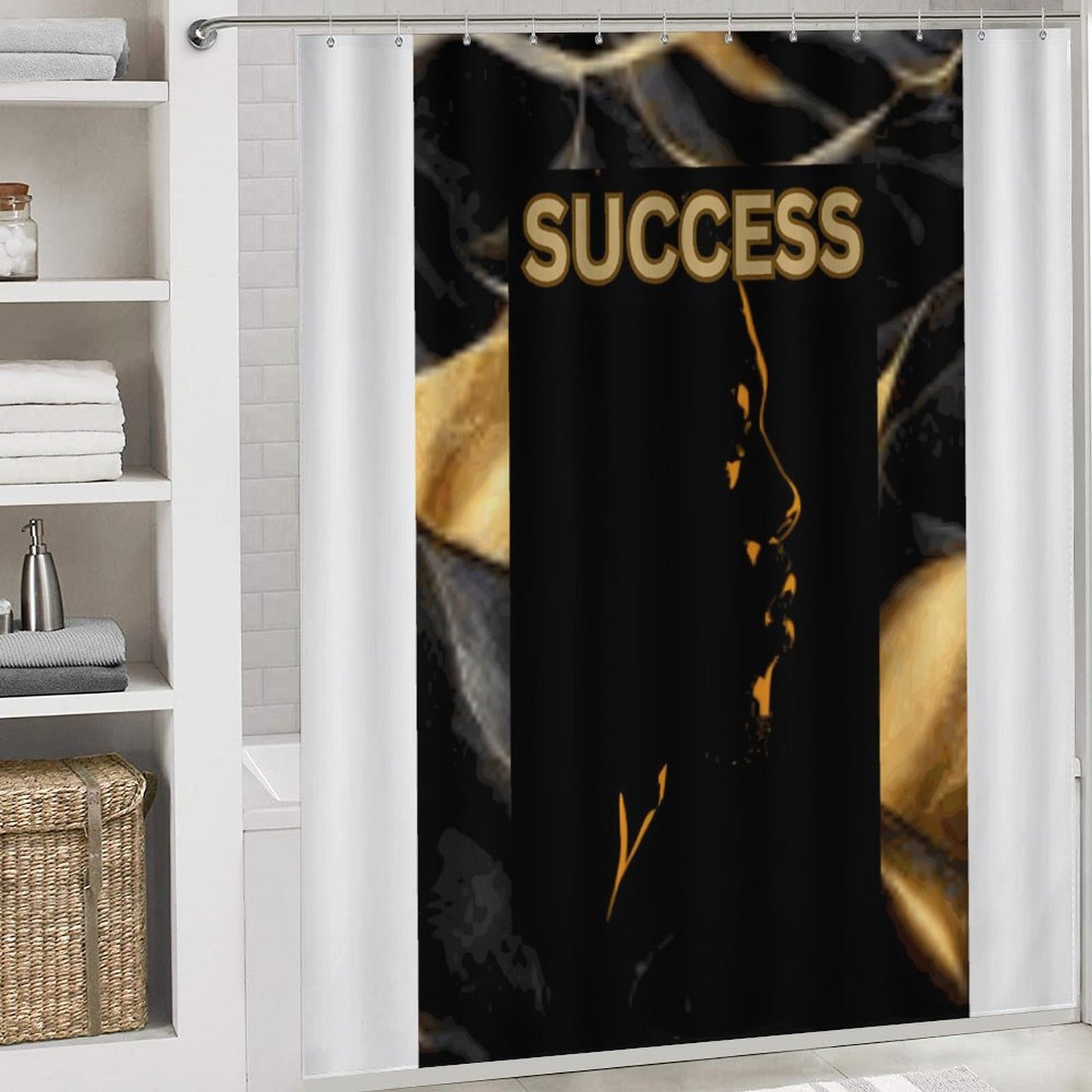 Shower Curtain Set with 3 Rugs