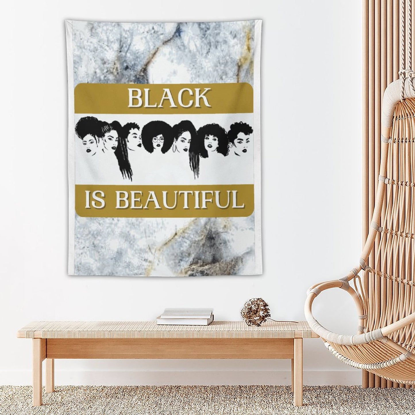 Wall Art with Vertical Tapestry